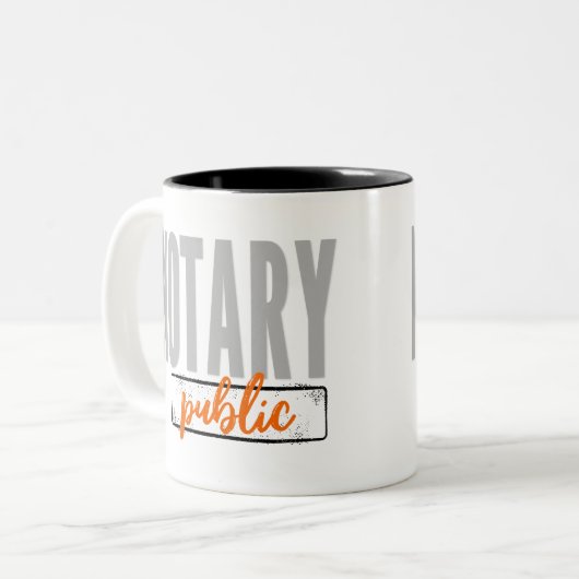 Notary Public Big Schriftart verblasst schwarz mit Zweifarbige Tasse (Vorderseite Links)