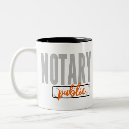 Notary Public Big Schriftart verblasst schwarz mit Zweifarbige Tasse (Links)
