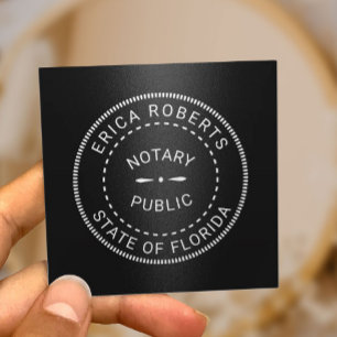 Notary Public Briefmarke Elegante Black Metallic Quadratische Visitenkarte