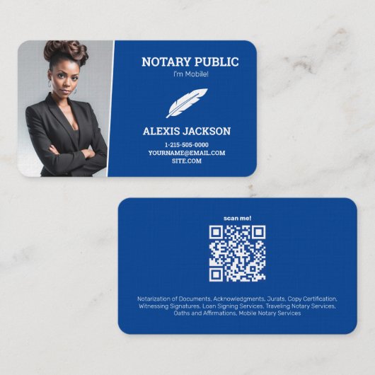 Notary Public Custom QR Photo Telefonnummerkarte (Vorne/Hinten)