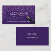 Notary Public Deep Lila Elegant Signature Visitenkarte (Vorne/Hinten)