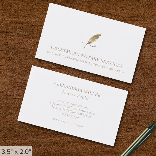 Notary Public Elegante Feather Card Visitenkarte