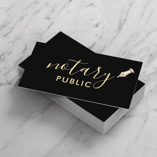 Notary Public Elegante Script Schlicht Black Visitenkarte