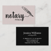 Notary Public Elegante Script Schlicht Black & Whi Visitenkarte (Vorne/Hinten)