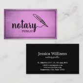 Notary Public Elegante Script Schlicht Black & Whi Visitenkarte (Vorne/Hinten)