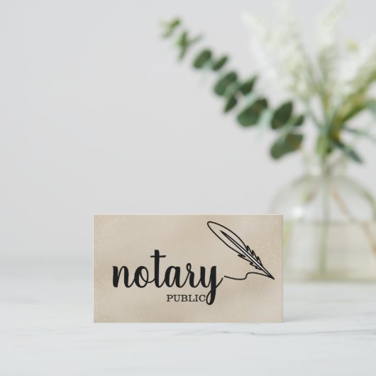 Notary Public Elegante Script Schlicht Black & Whi Visitenkarte (Stehend Vorderseite)