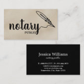 Notary Public Elegante Script Schlicht Black & Whi Visitenkarte (Vorne/Hinten)