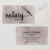 Notary Public Elegante Script Schlicht Black & Whi Visitenkarte (Vorne/Hinten)