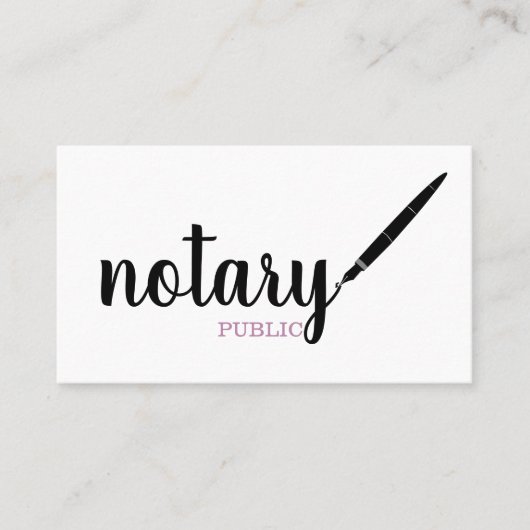 Notary Public Elegante Script Schlicht Black & Whi Visitenkarte (Vorderseite)