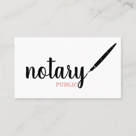 Notary Public Elegante Script Schlicht Black & Whi Visitenkarte (Vorderseite)