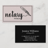 Notary Public Elegante Script Schlicht Black & Whi Visitenkarte (Vorne/Hinten)