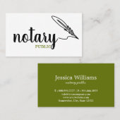Notary Public Elegante Script Schlicht Black & Whi Visitenkarte (Vorne/Hinten)