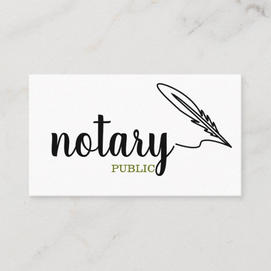 Notary Public Elegante Script Schlicht Black & Whi Visitenkarte (Vorderseite)