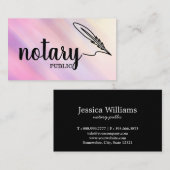 Notary Public Elegante Script Schlicht Black & Whi Visitenkarte (Vorne/Hinten)
