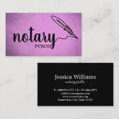 Notary Public Elegante Script Schlicht Black & Whi Visitenkarte (Vorne/Hinten)