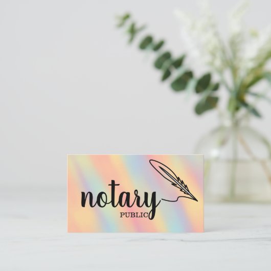 Notary Public Elegante Script Schlicht Black & Whi Visitenkarte (Stehend Vorderseite)