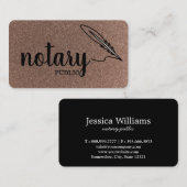 Notary Public Elegante Script Schlicht Black & Whi Visitenkarte (Vorne/Hinten)