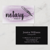 Notary Public Elegante Script Schlicht Black & Whi Visitenkarte (Vorne/Hinten)