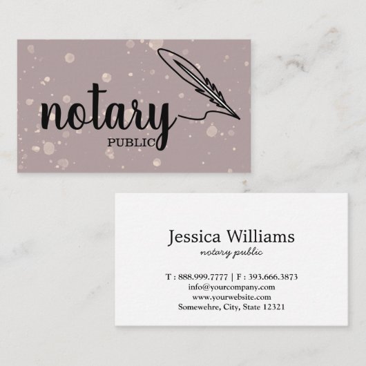 Notary Public Elegante Script Schlicht Business Ca Visitenkarte (Vorne/Hinten)