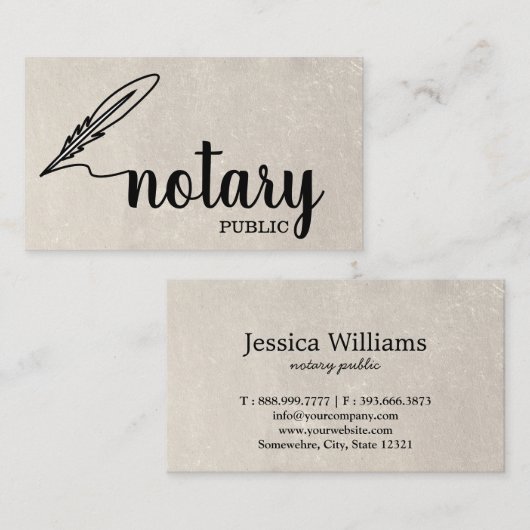 Notary Public Elegante Script Schlicht Business Ca Visitenkarte (Vorne/Hinten)