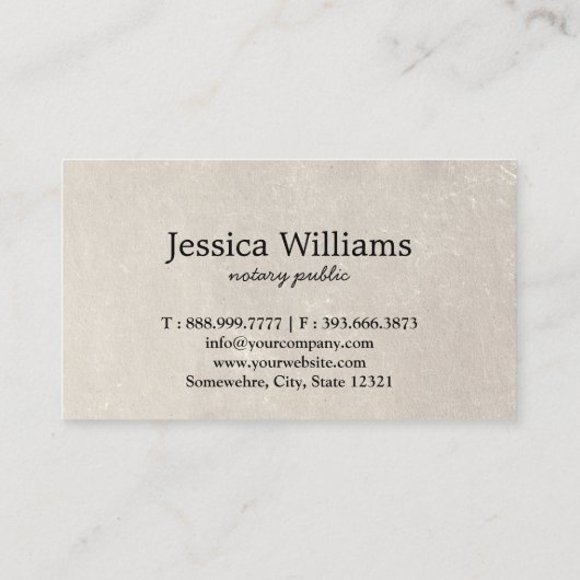 Notary Public Elegante Script Schlicht Business Ca Visitenkarte (Rückseite)