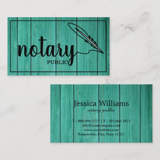 Notary Public Elegante Script Schlicht Business Ca Visitenkarte (Vorne/Hinten)