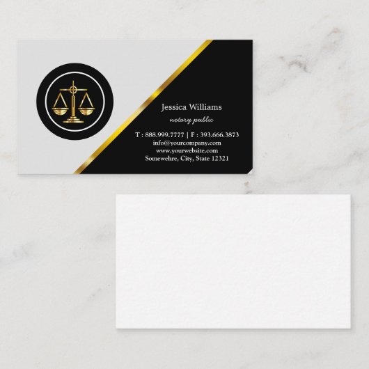 Notary Public Elegante Script Schlicht Business Ca Visitenkarte (Vorne/Hinten)