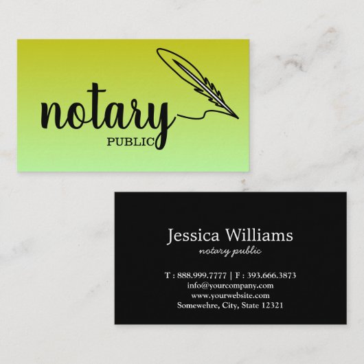 Notary Public Elegante Script Schlicht Visitenkarte (Vorne/Hinten)