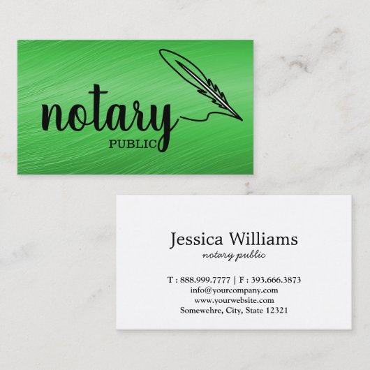 Notary Public Elegante Script Schlicht Visitenkarte (Vorne/Hinten)