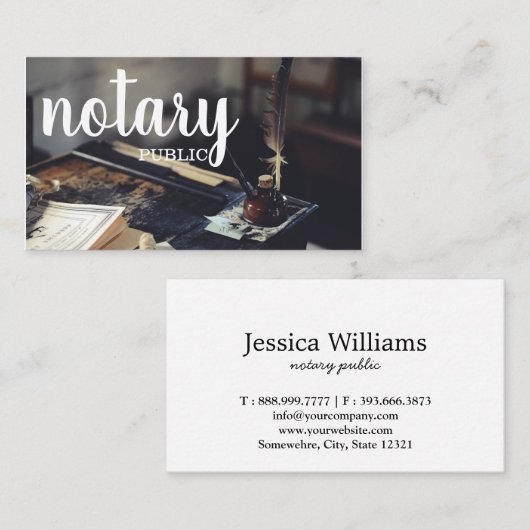 Notary Public Elegante Script Schlicht Visitenkarte (Vorne/Hinten)