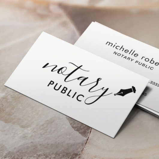 Notary Public Elegante Script Schlicht Visitenkarte