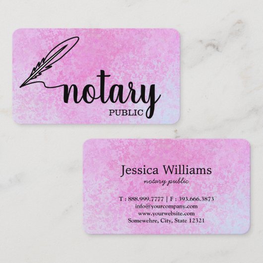 Notary Public Elegante Script Schlicht Visitenkarte (Vorne/Hinten)