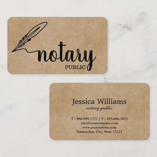 Notary Public Elegante Script Schlicht Visitenkarte (Vorne/Hinten)