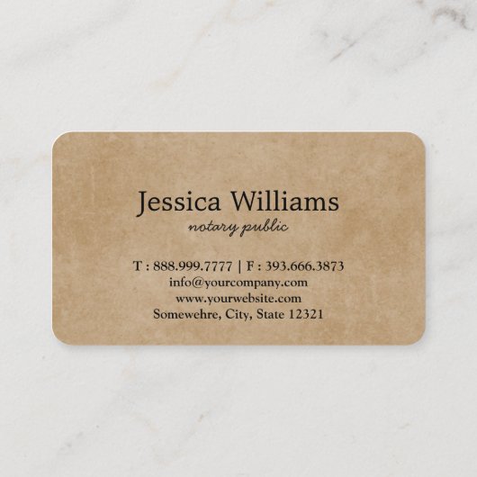 Notary Public Elegante Script Schlicht Visitenkarte (Rückseite)