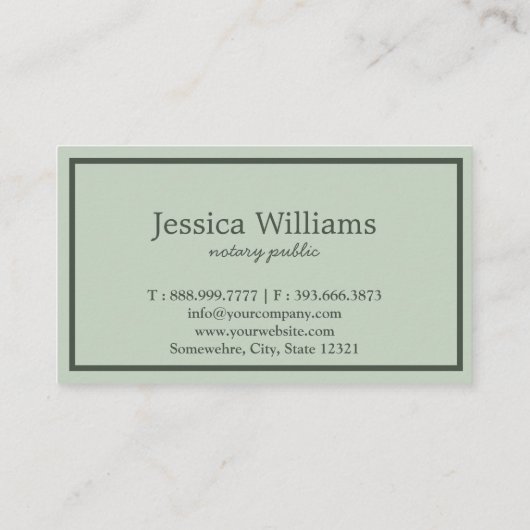 Notary Public Elegante Script Schlicht Visitenkarte (Rückseite)