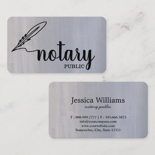 Notary Public Elegante Script Schlicht Visitenkarte (Vorne/Hinten)