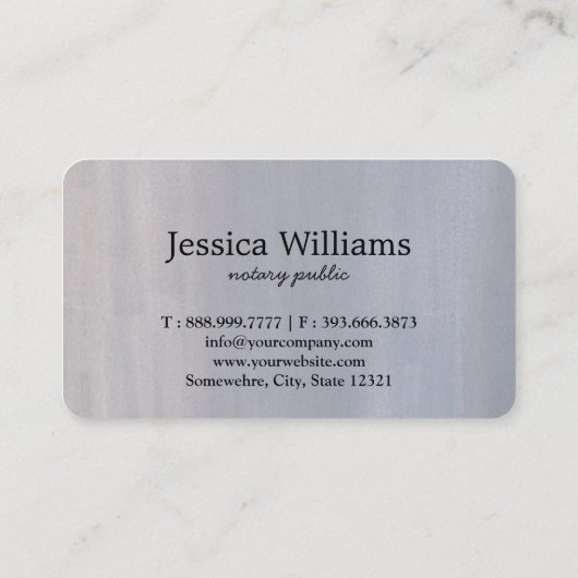 Notary Public Elegante Script Schlicht Visitenkarte (Rückseite)