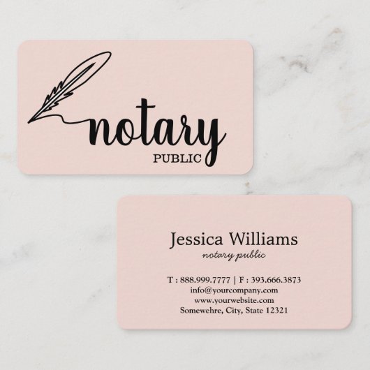 Notary Public Elegante Script Schlicht Visitenkarte (Vorne/Hinten)