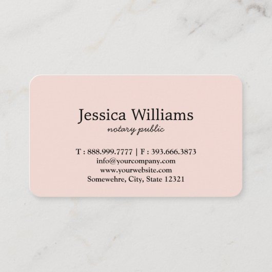 Notary Public Elegante Script Schlicht Visitenkarte (Rückseite)