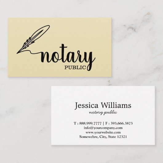 Notary Public Elegante Script Schlicht Visitenkarte (Vorne/Hinten)