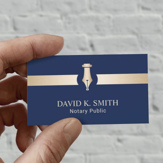 Notary Public Golden Pen Elegante Navy Blue Visitenkarte