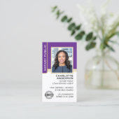 Notary Public Loan Signing Agent ID Purple Gold Visitenkarte (Stehend Vorderseite)