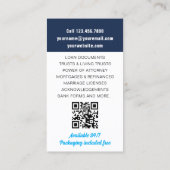 Notary Public Loan Signing Agent Photo ID Navy Visitenkarte (Rückseite)