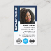 Notary Public Loan Signing Agent Photo ID Navy Visitenkarte (Vorderseite)