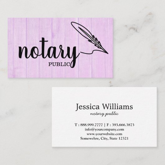 Notary Public Loan Singing Agent Script Schlicht Visitenkarte (Vorne/Hinten)