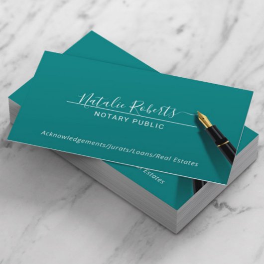 Notary Public Minimalistisch Script Elegante Aquam Visitenkarte