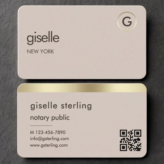Notary Public Neutral Gold QR Code Visitenkarte