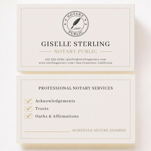 Notary Public Professional Visitenkarte