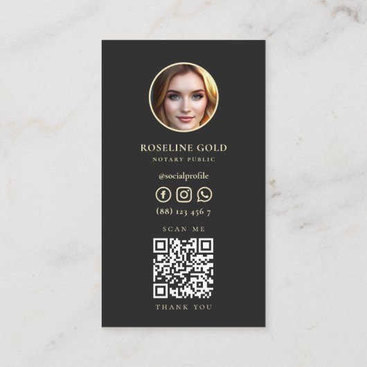 Notary Public Signing Agent Consultant Black Gold Visitenkarte (Rückseite)