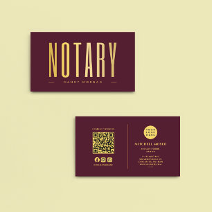 Notary Public Signing Agent Logo Burgundy & Gold Visitenkarte